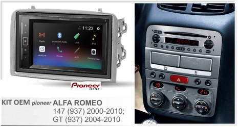 Pioneer Οθόνη Αυτοκινήτου OEM για ALFA ROMEO  2001-2006  radio, usb, bluetooth, ( τιμή με τοποθέτηση ) 11-188pioneer kit εγκατάσ